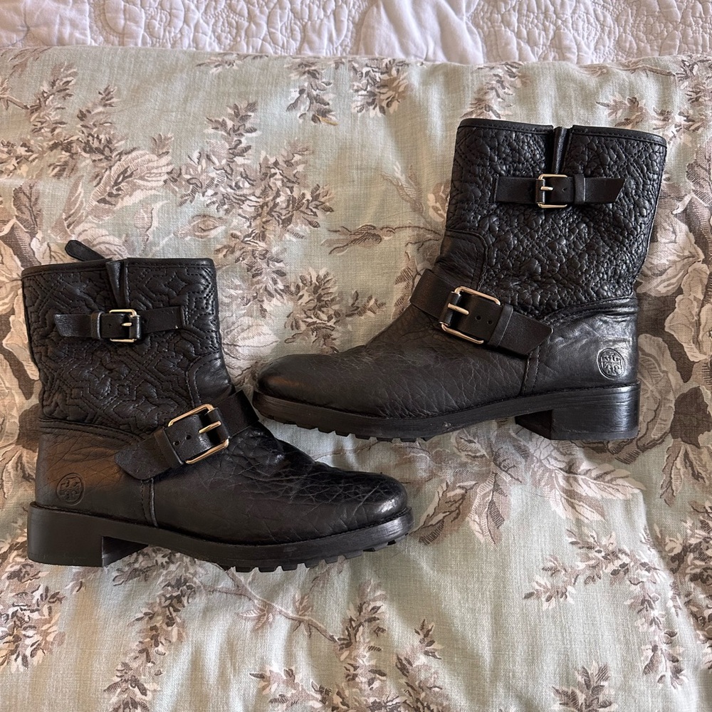 Tory Burch black combat boots (size 9)